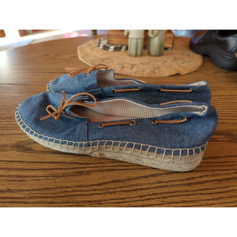 G.H. BASS Siena Denim Blue Slip-on Women's Sz US 11 M Fabric‎ Flat Espadrille